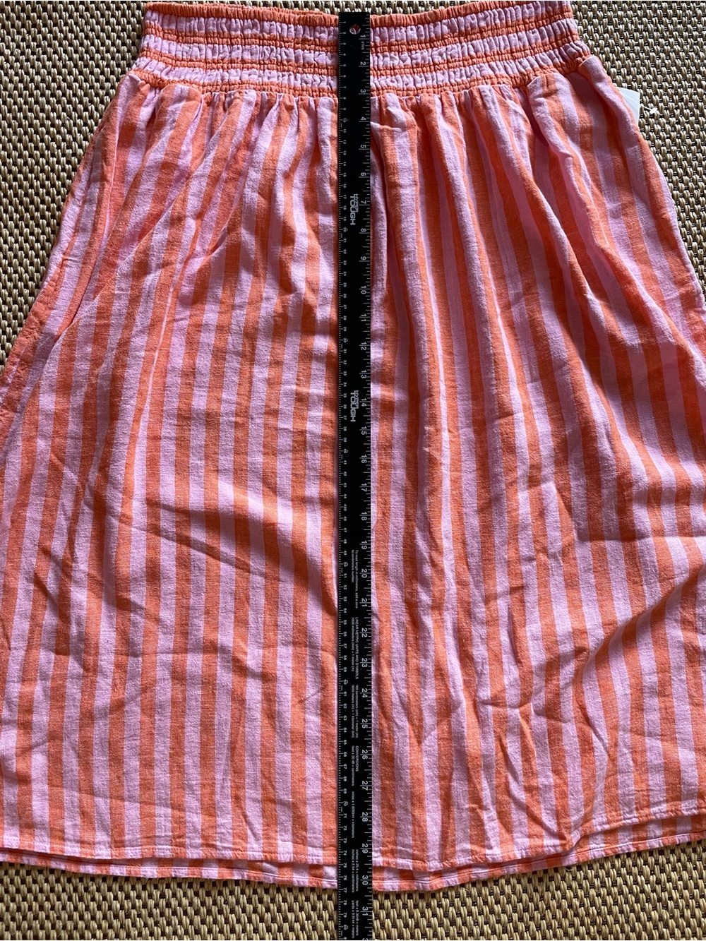 Striped Linen Blend Smocked-Waist Midi Skirt Women’s Medium - Picture 8 of 8